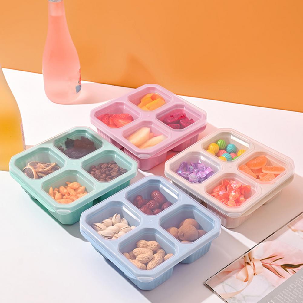 Food Snacks Easy - Snackbehälter-Set mit 4 Fächern, Wiederverwendbare Lebensmittelbehälter