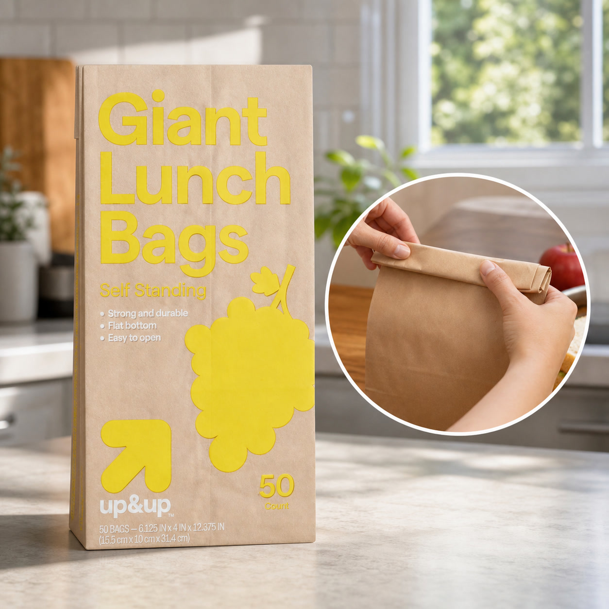 Food Giant Snacks - 100 Stück Riesige Transparente Plastik-Lunchbeutel, Faltbare